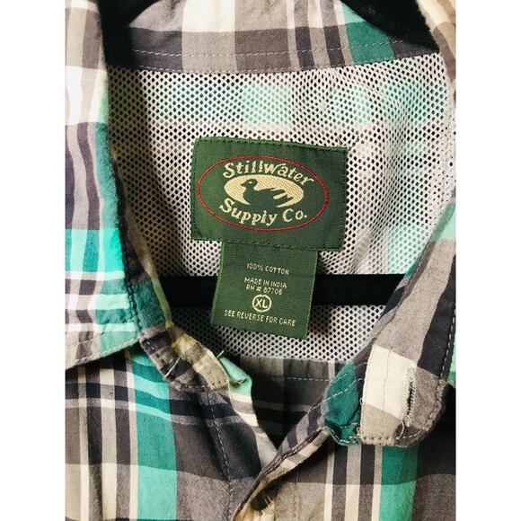Stillwater Supply Co. Men's Short Sleeve Plaid Button Up Size XL Outdoor Fishing - Picture 2 of 3